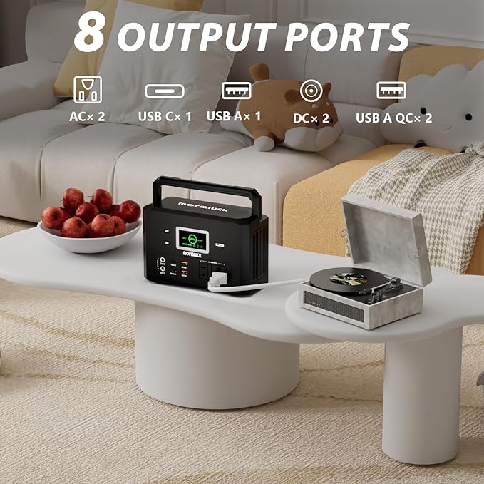 200W Portable Power Station (400W Peak), Mormluck Solar Generators with 110V AC Outlet（No Solar Panel）, 32000mAh Lithium Battery for Home Backup, Outdoor Adventures, and RV Emergencies