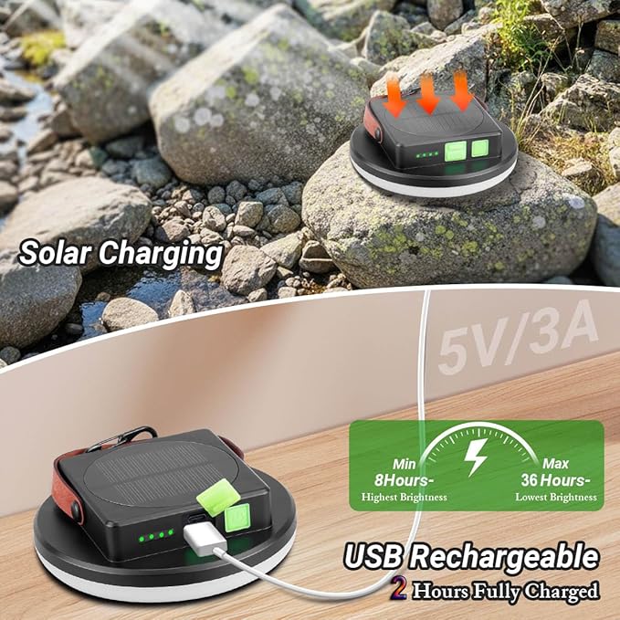 4500LM Solar Camping Light Portable LED Camping Lantern Rechargeable Light 45W, Waterproof Hanging Tent Lights for Camping, Emergency, Hurricane, Power Outage