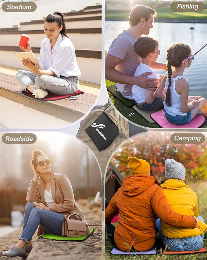 Sportneer Sitting Pad, Lightweight Waterproof Folding Seat Pad for Backpacking, 15.75'' x 15.75'' Portable Camping Seat Mat for Hiking, Picnics & Outdoor Use