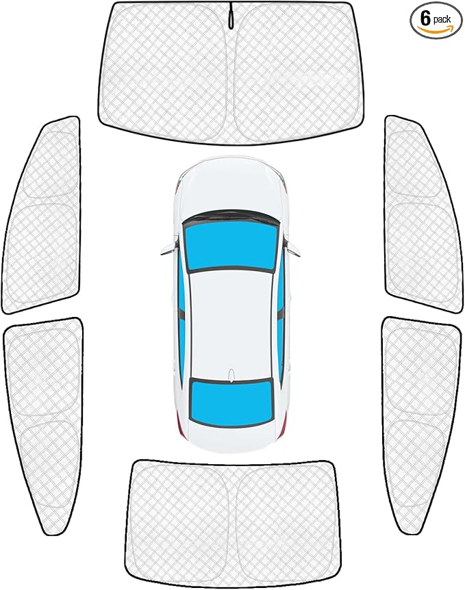 KMF 6pcs Thicken Sun Shades Custom for Hyundai Elantra Sedan 2017-2020 Accessories,Full Car Window Covers Sunshade for Windshield Side Rear, UV Blocking and Blackout Privacy Camping Outdoor