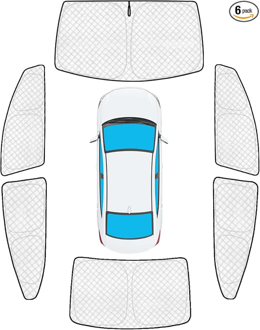 KMF 6pcs Thicken Sun Shades Custom for Hyundai Elantra Sedan 2017-2020 Accessories,Full Car Window Covers Sunshade for Windshield Side Rear, UV Blocking and Blackout Privacy Camping Outdoor