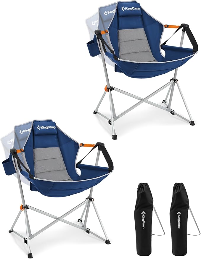KingCamp Hammock Camping Chair, Swinging Portable Camp Chairs for Adults, 400lbs Heavy Duty Oversized Folding Rocking Chair with Adjustable Recline, Aluminum Alloy Frame for Outdoor Patio Beach Sport