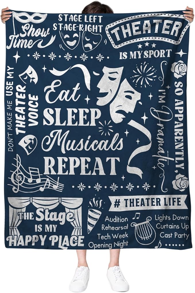 Broadway Blanket Gifts, Musical Theater Gifts for Lovers, Broadway Musical Gift for Theater, Christmas Birthday Gift Blanket for Women Men, 80" x 60"