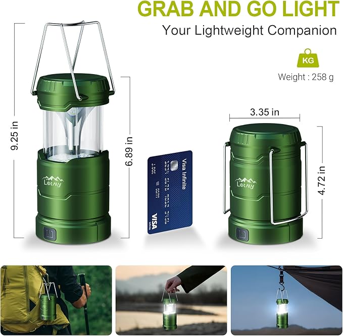 LETMY LED Camping Lantern for Power Outages, 3 Color Modes & Dimmable Battery Powered Lantern, IP65 Waterproof & Collapsible, Lanterns Flashlight Survival Kits for Emergency Hurricane Hiking, 4 Pack