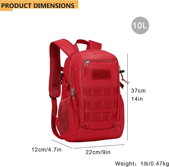 ArcEnCiel 10L/20L Mini X-Small Tactical Backpack MOLLE Daypack Gear Pack Camping Bag with Patch
