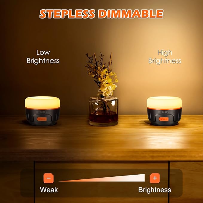 Yonktoo Rechargeable LED Camping Lantern 1000LM, 300H Runtime, 6400mAh, IPX5 Waterproof Tent Light for Camping, Hiking, Power Outages, Home, Emergency Use - Wireless Remote Edition,Orange