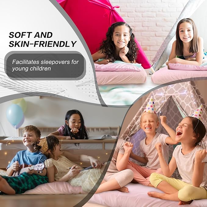 Breling Kids Air Mattress Fitted Sheets Compatible with Intex Cozy Kidz (Sheet Only) Toddler Inflatable Mattress Sheets for Kids Sleepover Party Travel Camping Airbed(Pink,2 Pcs)