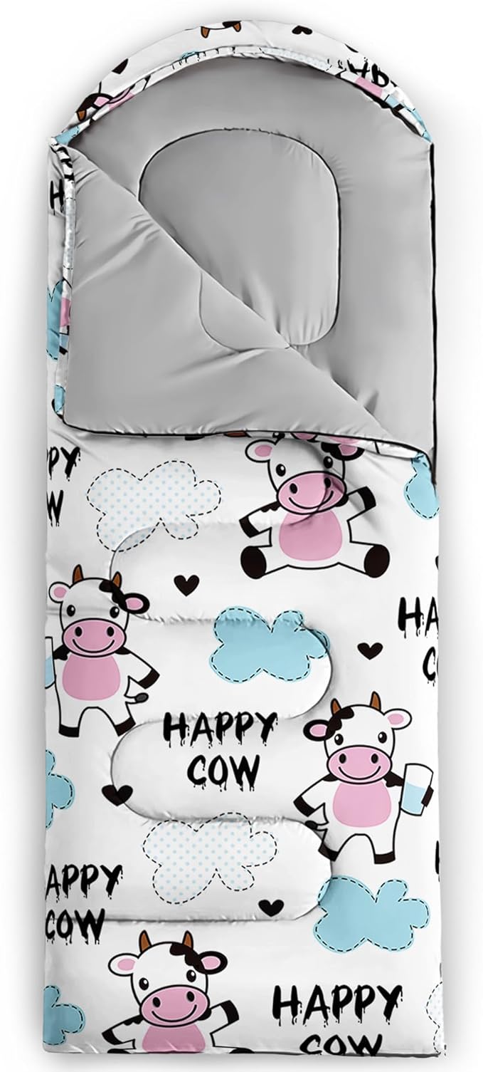 QOOMO Axolotl Cute Camping Sleeping Bags,3 Season Warm & Cool Weather,Lightweight,Waterproof Sleeping Bags for Adults & Kids,Traveling,and Outdoors