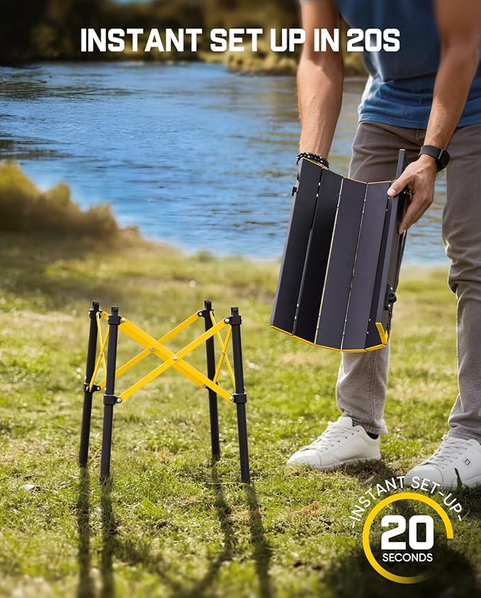 FanttikOutdoor Zeta V11 Pro Camping Table, Portable Folding Roll Up Table with Lightweight Aluminum Top & Carry Bag for Camping, BBQ, Tailgating Party, Picnic, Backyard, Small