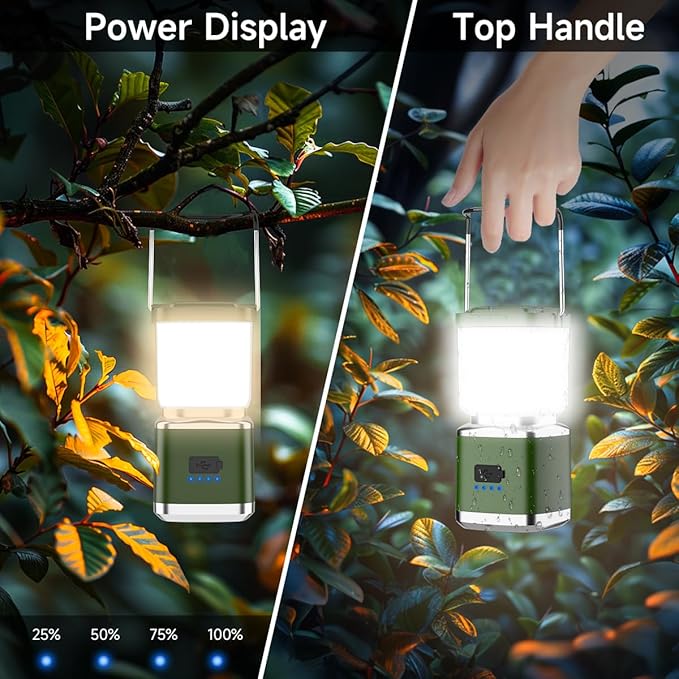 LED Camping Lantern, 1000 Lumens Camping Lantern Rechargeable with 4 Light Modes, Waterproof, Camping Essentials, Mini Lantern Flashlight for Camping, Hurricane, Emergency, Hiking, Power Outages