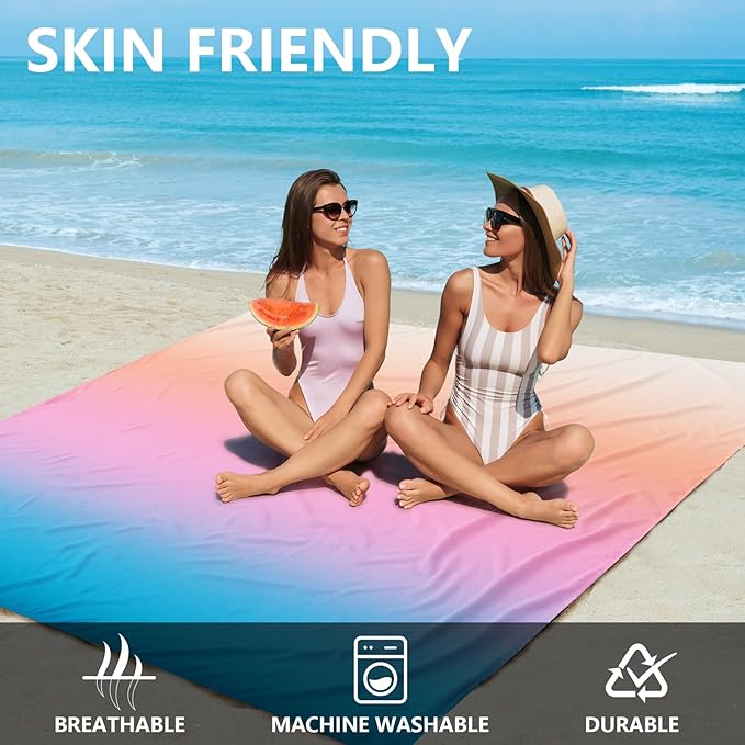 AISPARKY Beach Blanket Waterproof Sandproof Extra Large, Oversized Beach Mat, Quick Drying&Compact&Lightweight, Picnic Blankets Vacation Essentials for Outdoor Beach Camping (79" X 108" (6 Person))