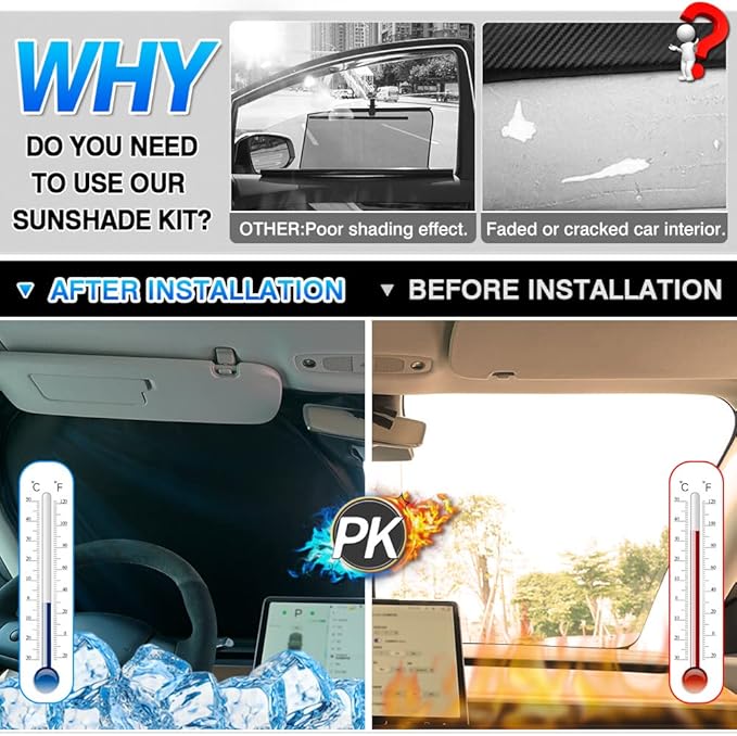 T TGBROS Windshield Sun Shade for Toyota Tundra 2022-2025 2026 Car Window Shades Thicken UV Block and Blackout Privacy Foldable Sunshades 6PCS Accessories Keep Cool Sun Visor Covers