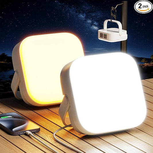 Eventek 2Pack 20000mAh Camping Lights, Camping Lantern Rechargeable Total Up to 200H+ & 4 Lights Modes, Portable IP65 Waterproof Tent Lights for Camp, Outdoor, Power Outages Emergency, Hurricane