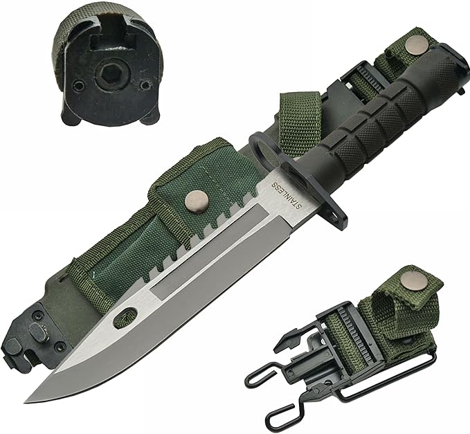 SZCO Supplies 13" M-9 Bayonet Military Style Tactical Saw Back Knife,Green/Black