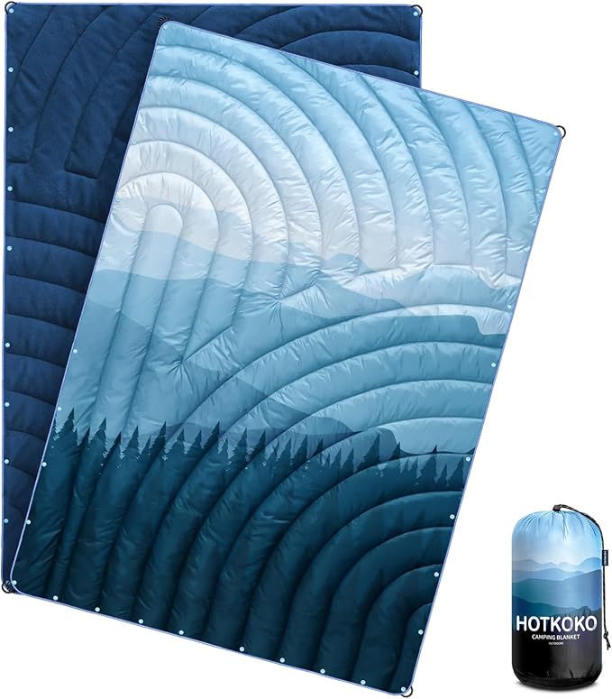 Camping Blanket, Puffy Polar Fleece Blanket Lightweight Warm Outdoor Blanket for Camping,Traveling, Stadium, Hiking, Picnics