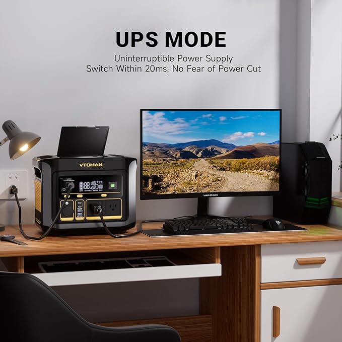 VTOMAN FlashSpeed 600 Portable Power Station, 499Wh LiFePO4 Battery, 600W AC (1200W Peak)/100W USB-C Output, Solar Generator (Solar Panel Optional) for Home Backup, Camping, Fishing, RVs