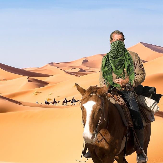 Ever Fairy Military Shemagh Tactical Desert Scarf Cotton Arab Keffiyeh Tactical Scarf Head Neck Face Wrap for Men Women