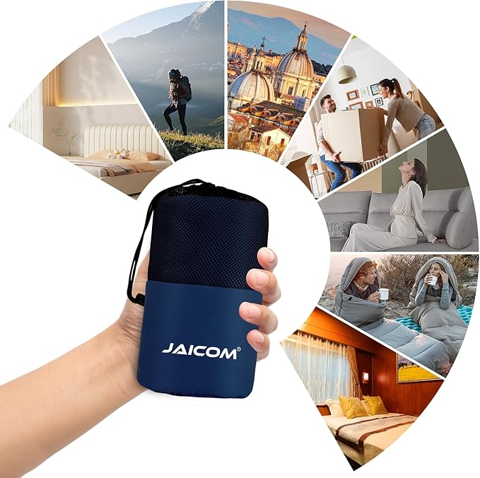 JAICOM Sleeping Bag Liner, Travel Sheets & Adult Sleep Sack, Ultralight and Portable Summer Sleeping Bag - Ideal for Backpacking, Hotels and Hostels, Business Trips, Camping