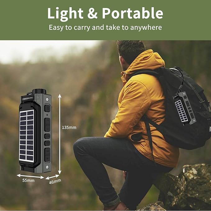 NOAA/AM/FM Weather Radio with Flashlight，Solar Hand Crank Radio,USB Type-C Charging, Cellphone Charger, SOS Alarm,Compass for Indoor Outdoor Emergencies