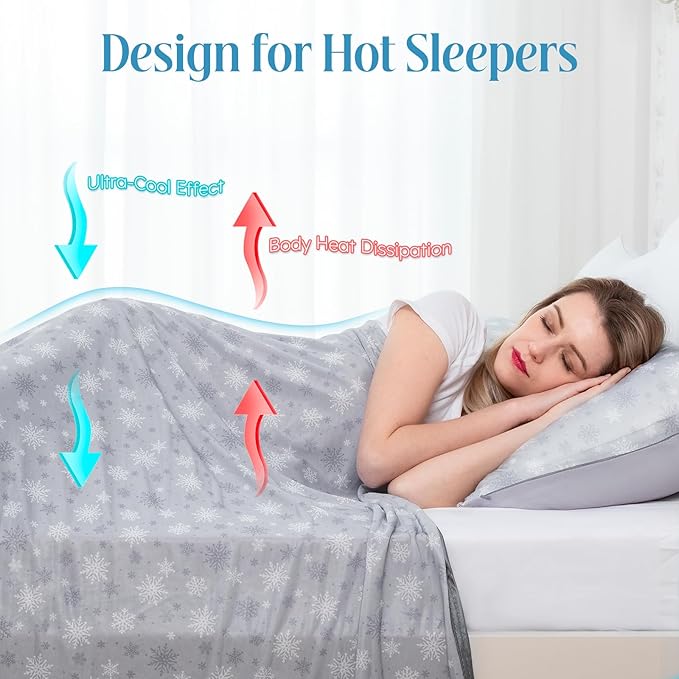 OIGAE Cooling Blanket for Hot Sleepers - Soft & Lightweight Summer Cold Blanket for Night Sweats | Perfect for Bed, Couch, Sofa (Light Grey, Queen 90" x 90")