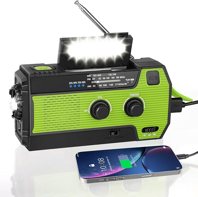 WVL Emergency Radio, 4000mAh/14800mWh NOAA Weather Radio, Solar Hand Crank Emergency Radio with AM/FM/NOAA Weather Alert, Flashlight, Reading Lamp, Cell Phone Charger and SOS Siren(Orange)