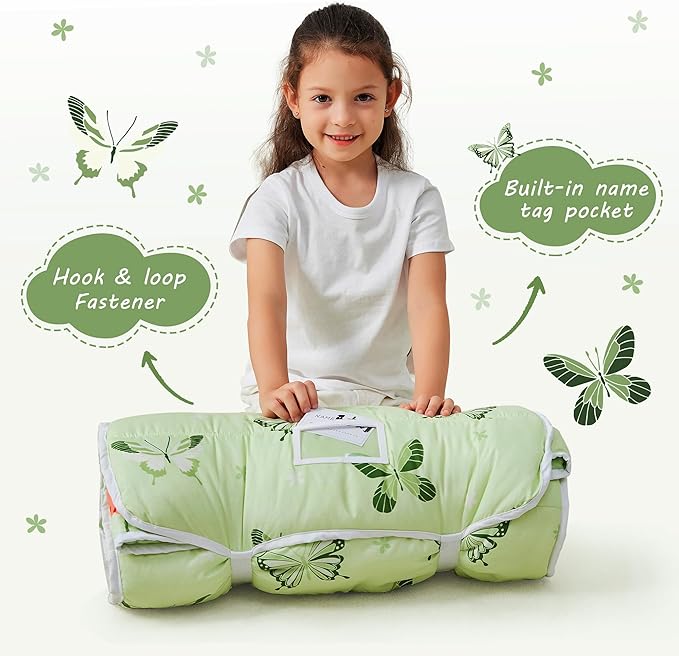 Lasoftan Toddler Nap Mat with Pillow and Blanket, Extra Large Rolled Napping Mats,Slumber Bags for Boys Girls,Kids Sleeping Bag for Daycare, Preschool Travel Camping