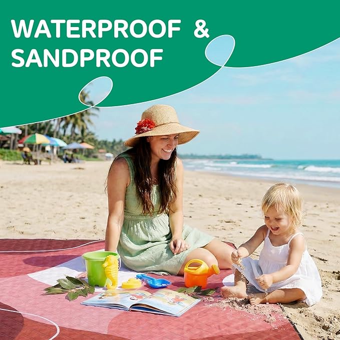 Waterproof Picnic Blanket Beach Outdoor Camping Mat Extra Large Foldable Cute Big Travel Essential Accessories Gift Park Patio Lawn Garden Grass Ground Play Music Festival Concert Must Have