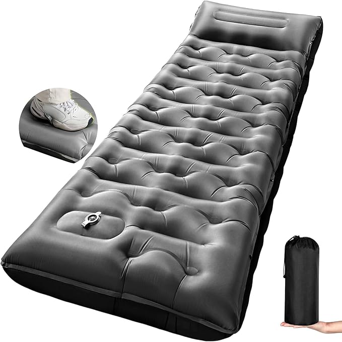 KASBAH Camping Sleeping Pad,Extra Wide 6 inch Thick Inflatable Sleeping Pads with Built-in Foot Pump and Pillow,Ultralight Camping Mat Gear for Outdoor Hiking,Camping