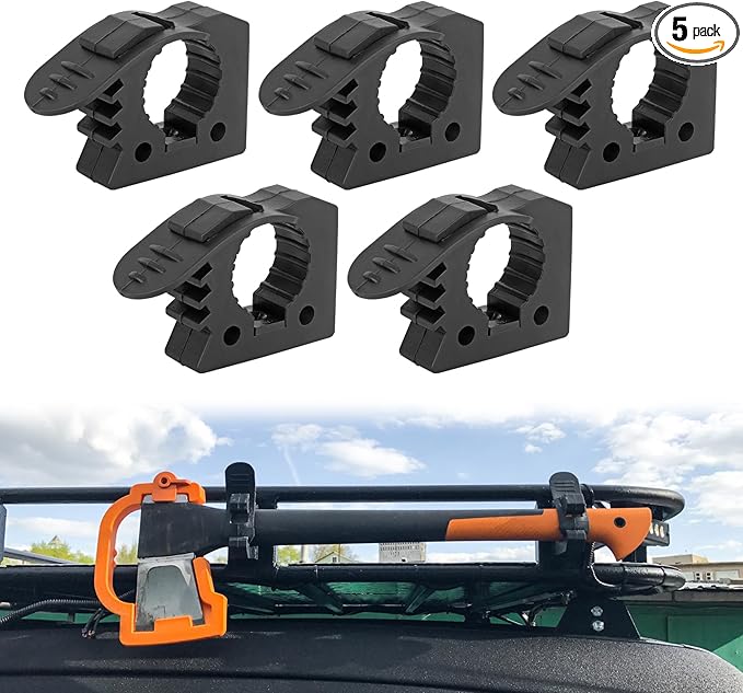 Quick Release Rubber Clamp Mount Fits 1-1/7'' to 1-3/7'' Diameter Tool Shovel Axe Holder Mount Compatible With Trucks Vans Jeep UTV ATV SUV 5PCS