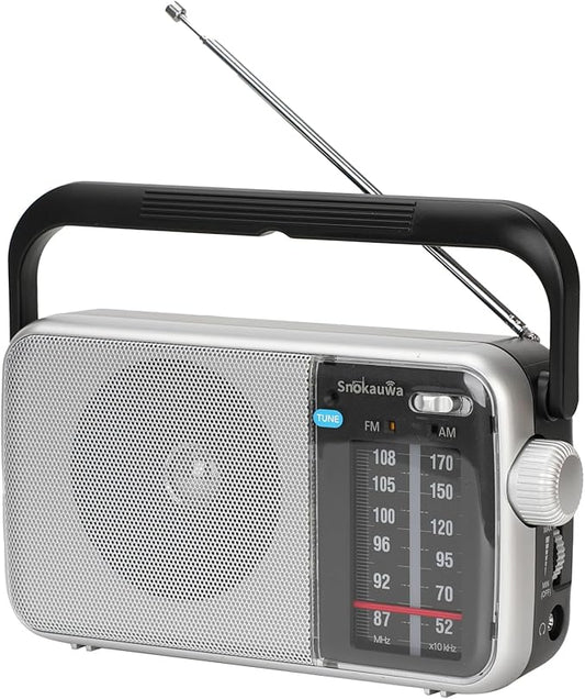 AM FM Radio Portable, Transistor Radio, Battery Powered or Mains Operated, Battery Radio with Robust Reception and Built in Speaker, Suitable for Home and Outdoor