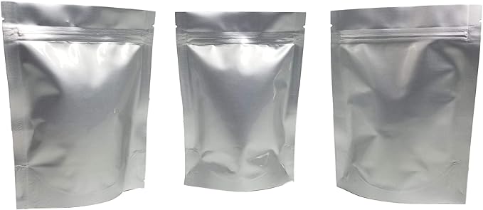 Resealable Stand Up Mylar Bags/Pouches - 7.5 Mil 5"x7"x3" - Genuine Aluminum Foil-Lined Gusset Bag for Long Term Food, Freeze Drying, Survival Storage Container (50 and 100) (50)
