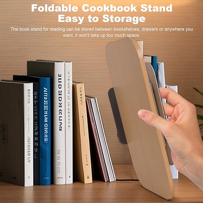 Book Stand for Reading - 360° Rotating Base, Adjustable Height & Angle, Hands-Free Holder for Cookbooks, Textbooks, Tablets up to 17.3 Inches (Light Yellow)