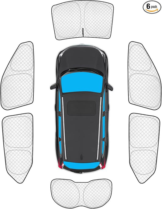 KMF 6pcs Thicken Sun Shades for Nissan Kicks 2022-2024 Accessories, Full Car Window Covers Sunshade for Windshield Side Rear, UV Block and Blackout Privacy for Car Camping Outdoor