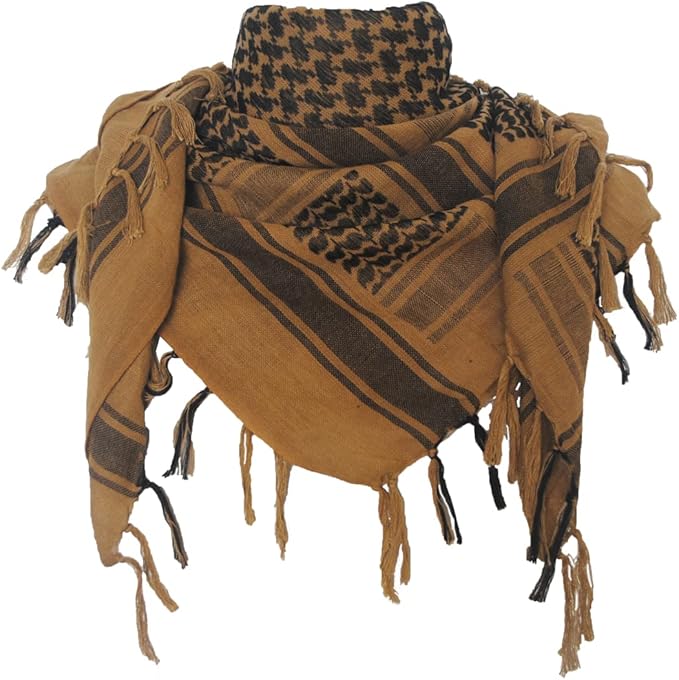Explore Land Cotton Shemagh Keffiyeh Tactical Desert Scarf Neck Head Wrap with Tassel for Men Women