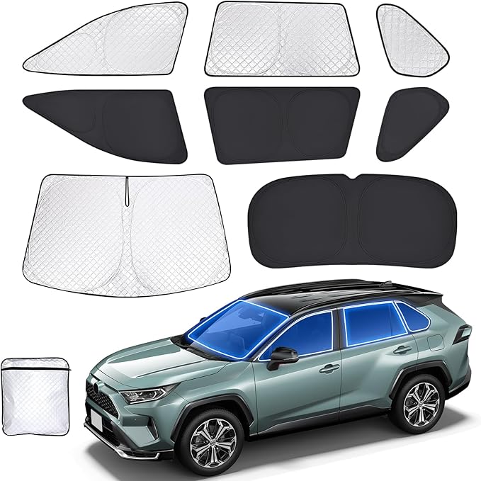 ZATOTOO Car Window Shades for 2019-2024 Toyota RAV4 Sun Shade for Side Window Front Rear Windshield Triangular Window Shade Privacy UV Rays Sun Blocker Heat Insulation for Camp Nap Long Time Parking