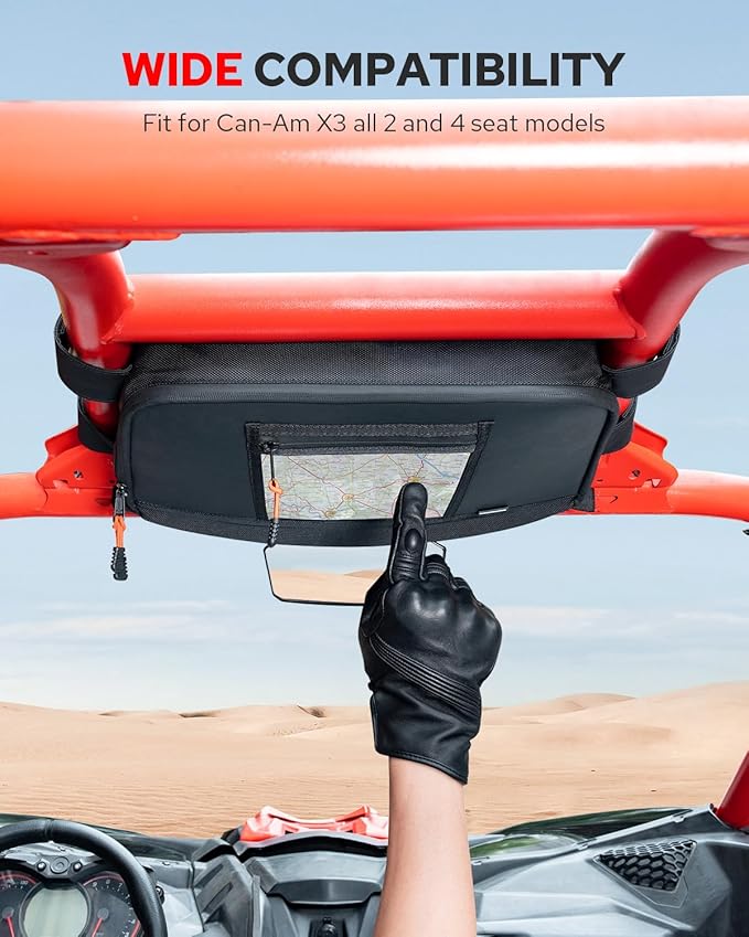 Benlari X3 Overhead Roof Storage Bag, 13.6L Water-Resistant Roof Bag Compatible for Can-Am Maverick X3 Max RS DS Turbo R 2017-2024, Replacement for 715004275