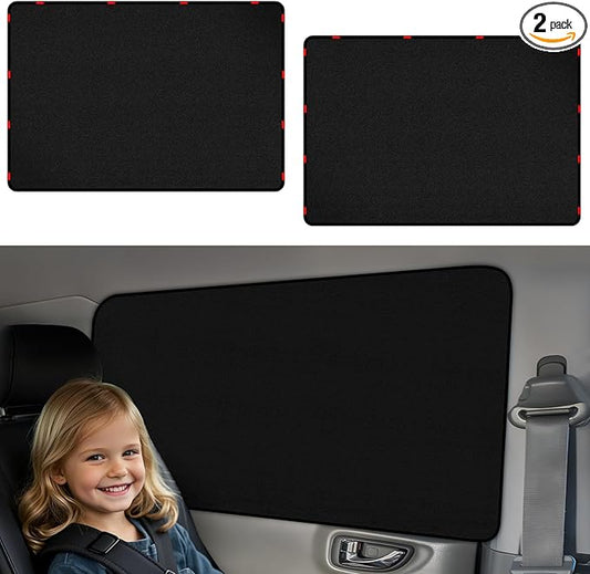 ZATOOTO Car Window Covers for Rear Side Window Curtains Suede Sun Shade for Privacy Blackout for UV Protection, Car Shades for Large Rear Window, 21.2×39.3in