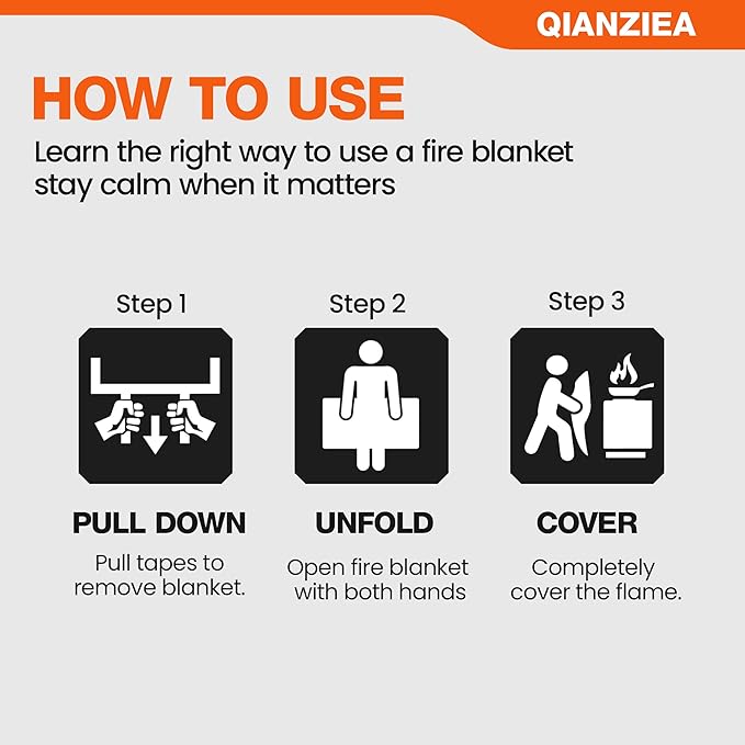 Fire Blanket for Emergency Safety, Protective Flame Resistant Cover,2-Pack