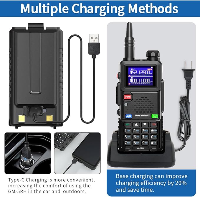 Baofeng Radio Ham Radio Handheld Long Range Rechargeable AR-5RM 10W NOAA Emergency Tactical Two Way Radio with Programming Cable,USB-C Charging for Survival Gear Hunting Camping,2 Pack