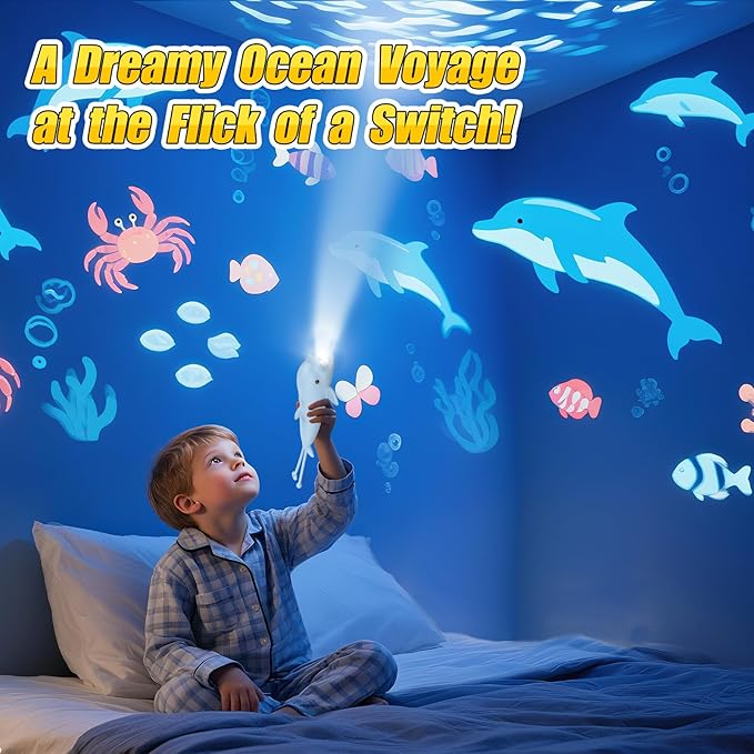 Teprewes Dolphin Outdoor Kid's Flashlight Rechargeable, Led Flashlight, Fun and Lightweight Kid Flashlight Suitable for Camping and Outdoor Exploration, Dog Walking, Birthday Gift