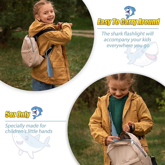 Kids Flashlight Rechargeable, Toddler Flashlight for Boys & Girls, Shark Boys Toys for Ages 3-12, Keychain Flashlights for Kids for Camping & Outdoor Adventures, Birthday Gift,1 Pack-Shark
