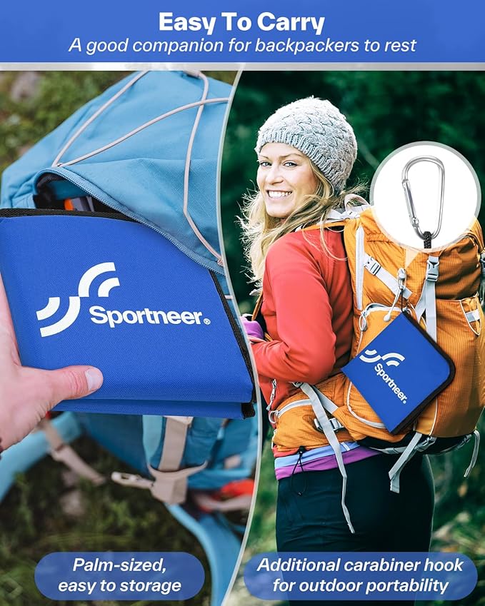 Sportneer Sitting Pad, Lightweight Waterproof Folding Seat Pad for Backpacking, 15.75'' x 15.75'' Portable Camping Seat Mat for Hiking, Picnics & Outdoor Use