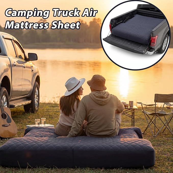 Truck Bed Air Mattress Sheet for 5.5 to 5.8 ft Full Size Pickup Trucks Waterproof Cover for Short Truck Air Mattress Soft Flocked Tpu Surface Camping Trucks Bed Bedding for Outdoor Overlanding Travel