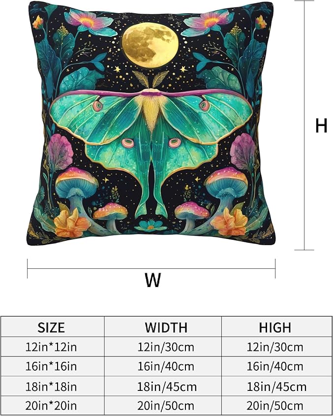 Flowers Moth Throw Pillow Covers 18 X 18 Inch Set of 4 Decorative Cushion Cover Home Decor for Sofa Chair Couch Bedroom Living Room