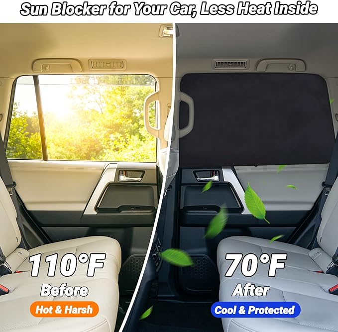 XCBYT Car Window Shades for 2017-2024 Toyota 4Runner, Suede Fabric Car Window Covers for Privacy, Custom Fit Design Without Built-in Steel Rings, UV & Heat Protection, Magnetic Installation