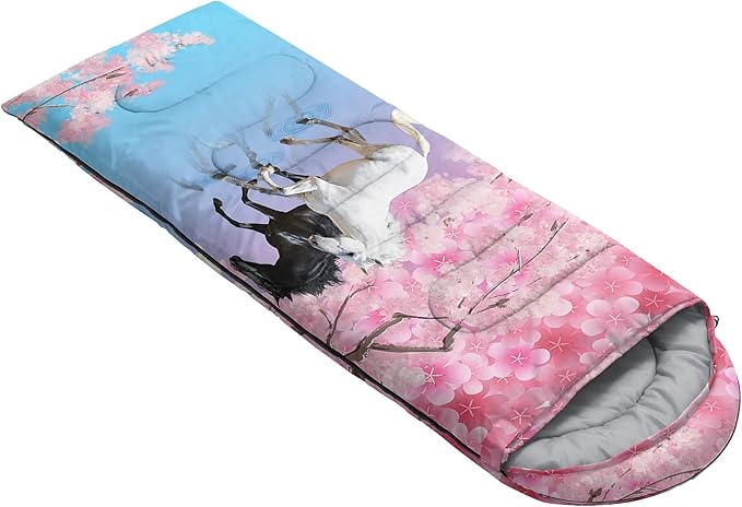QOOMO Axolotl Cute Camping Sleeping Bags,3 Season Warm & Cool Weather,Lightweight,Waterproof Sleeping Bags for Adults & Kids,Traveling,and Outdoors