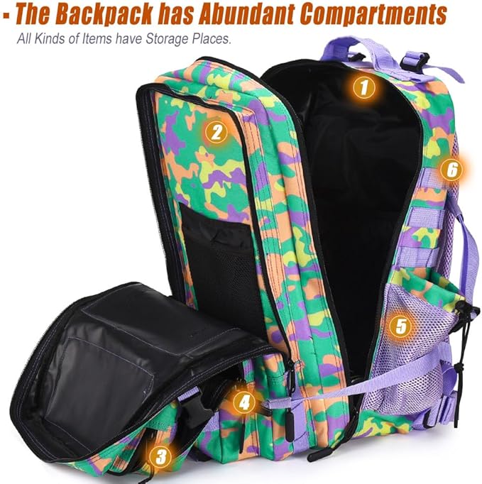 45L Tactical Backpack for Men Women, Military Assault Pack with MOLLE, Large 3 Day Bug Out Bag for Hiking Camping
