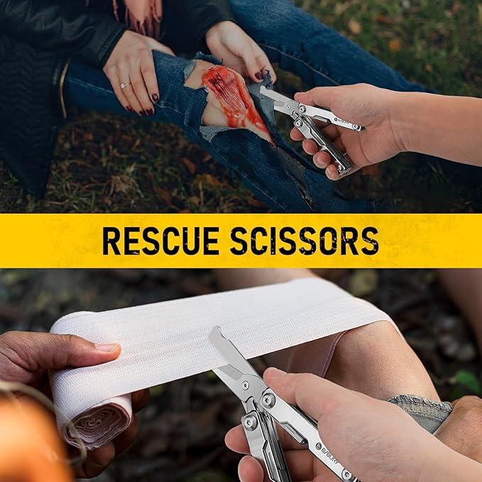 BIBURY Mini Multitool BI2052A, 8 in 1 Keychain EDC Scissors w/Window Breaker, Seat Belt Cutter, Bottle Opener for Outdoor Survival, Multi Tool Cool Gadget TSA Approved, Gift for Men Women