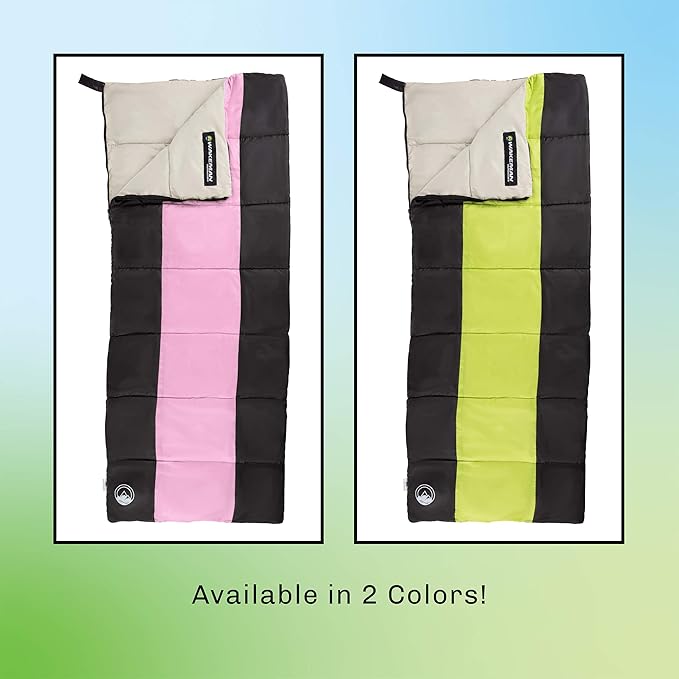 Lightweight Sleeping Bag - Carrying Bag with Compression Straps Included - for Adults, Kids, Camping, Backpacking, and Sleepovers by Wakeman Outdoors
