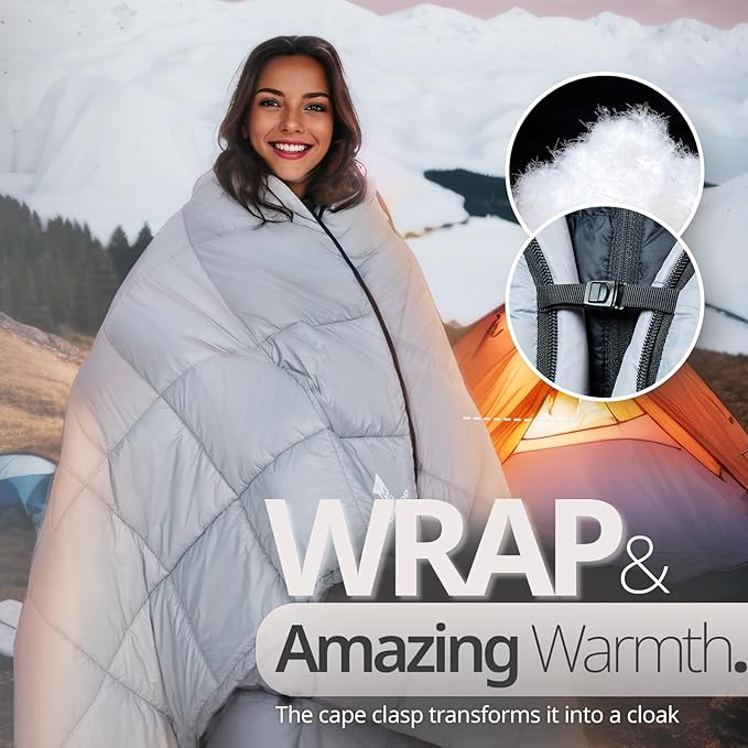 GEERTOP Lightweight Outdoor Camping Blankets for Adults, Compact Travel Blanket for Hiking Backpacking All Weather Sleeping Bag Quilt for Beach, Park, Stadium
